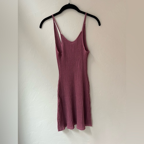 SKIMS SHEER KNIT PLUNGE MINI DRESS BEET S - Picture 8 of 8